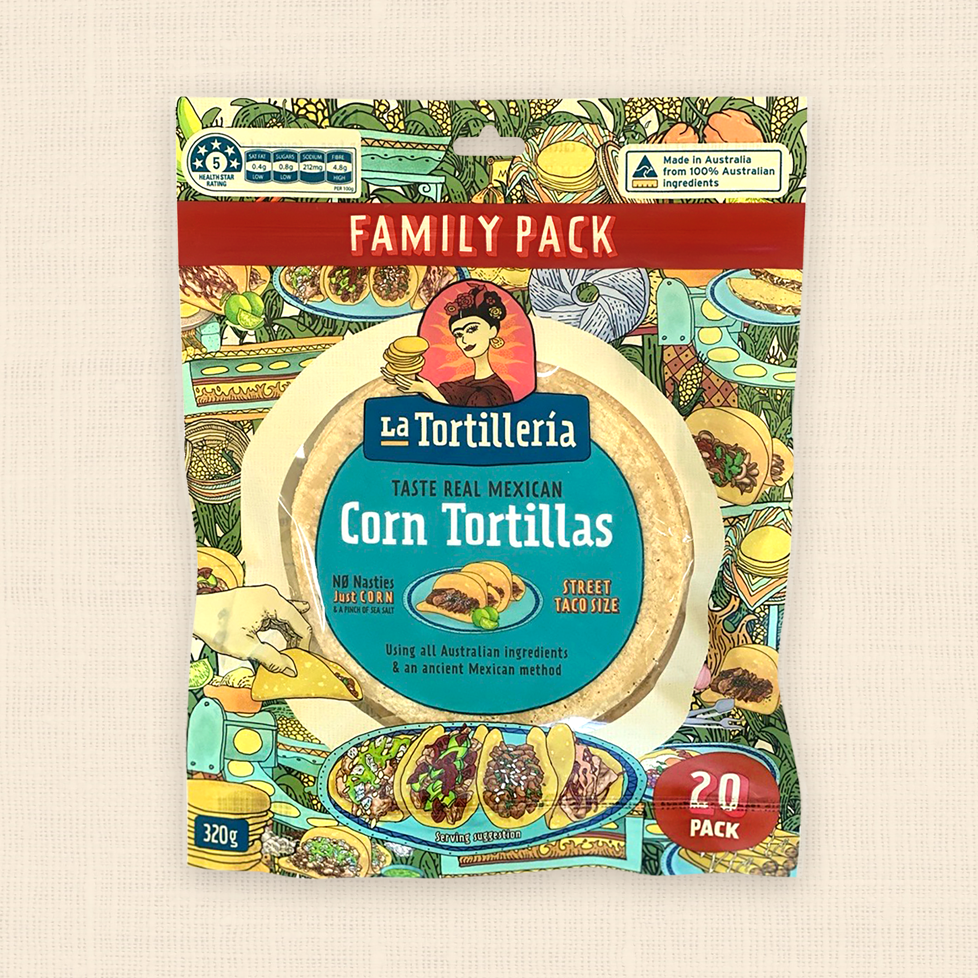 20 Pack 12.5cm White Corn Tortillas