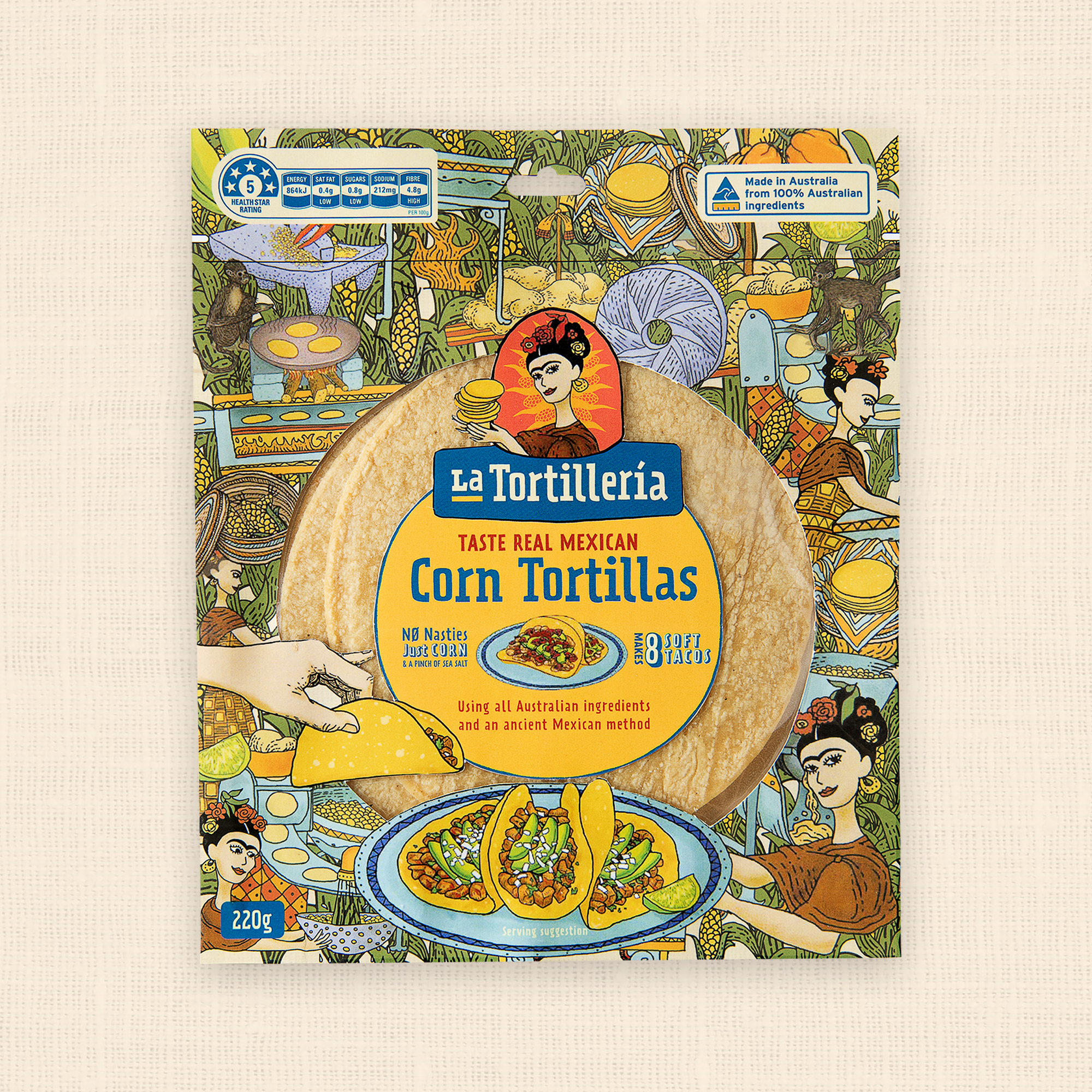 8 Pack 16cm White Corn Tortillas